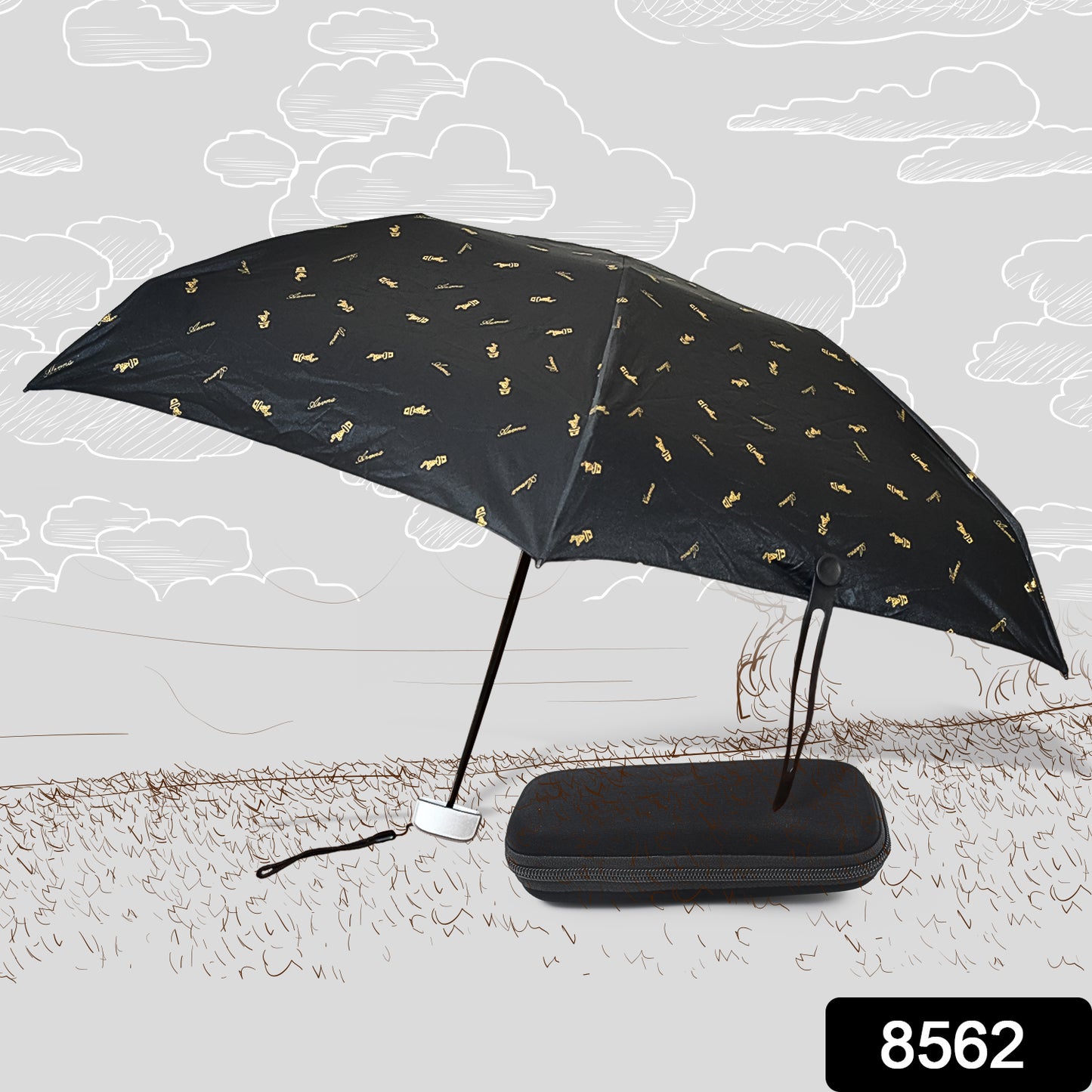 3-Fold Cute Umbrella – Sun & Rain Protection, UV Shield (1 Pc / With Zip Case)