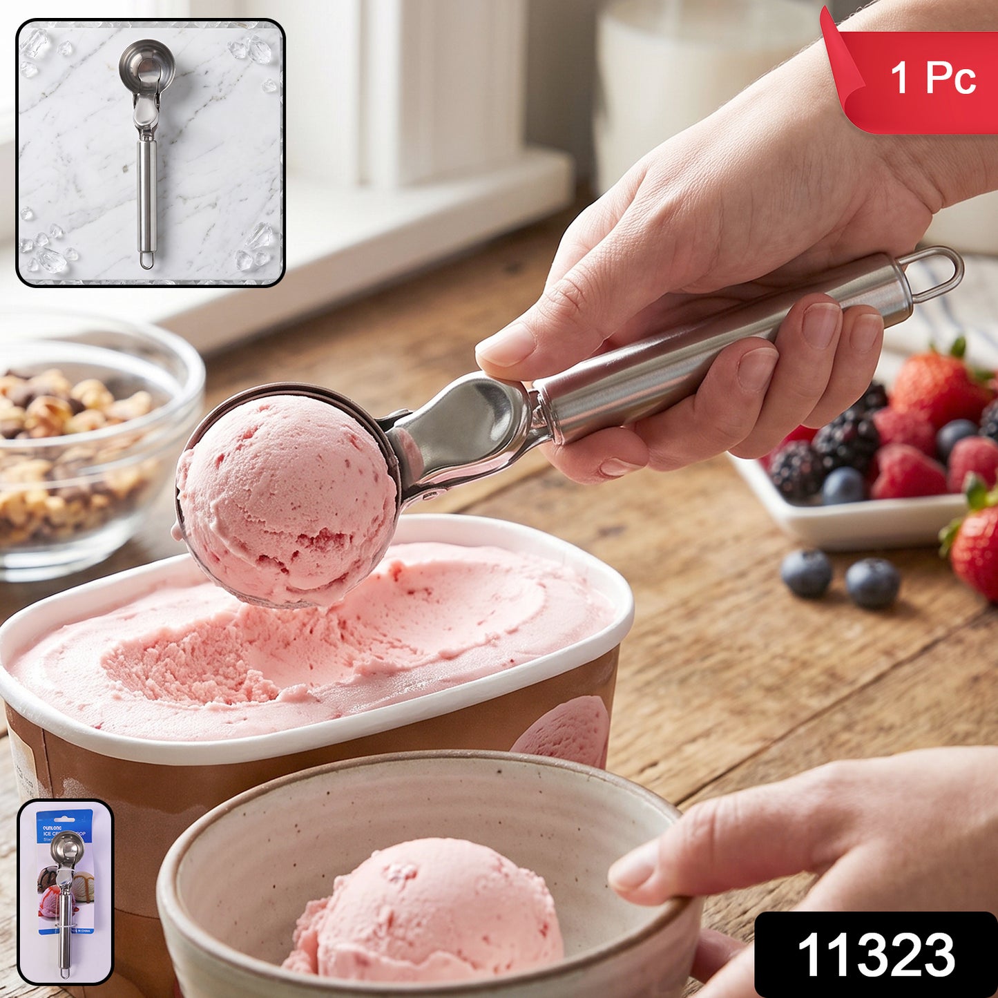 Stainless Steel Trigger Release Ice Cream Scoop Cookie Dough Scooper (1 Pc) view 2