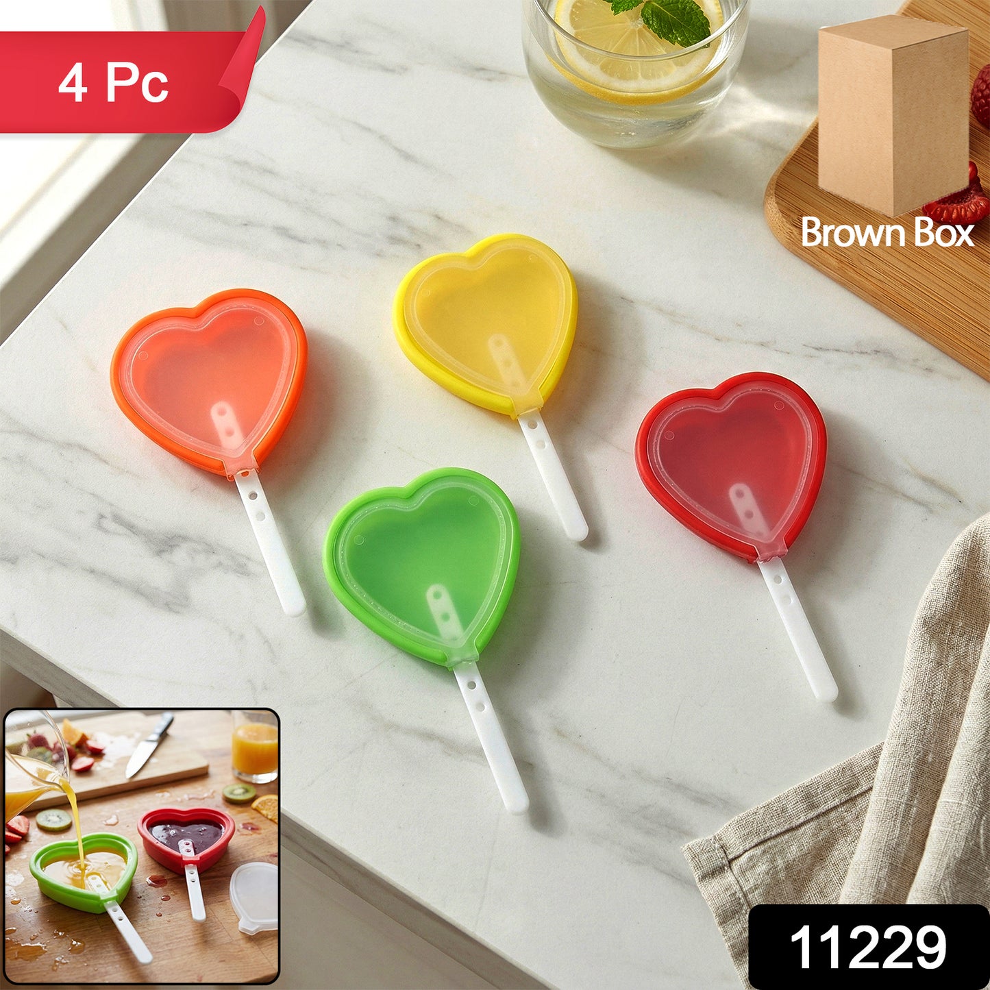 Four-piece silicone mold set for ice candy