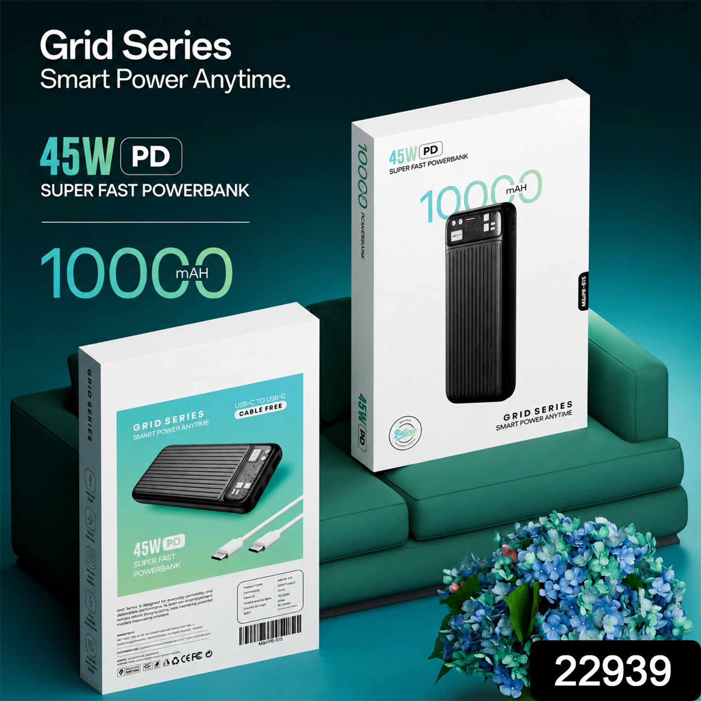 Power Bank, Powerbank – Fast Charging with Digital Display for Multiple Devices