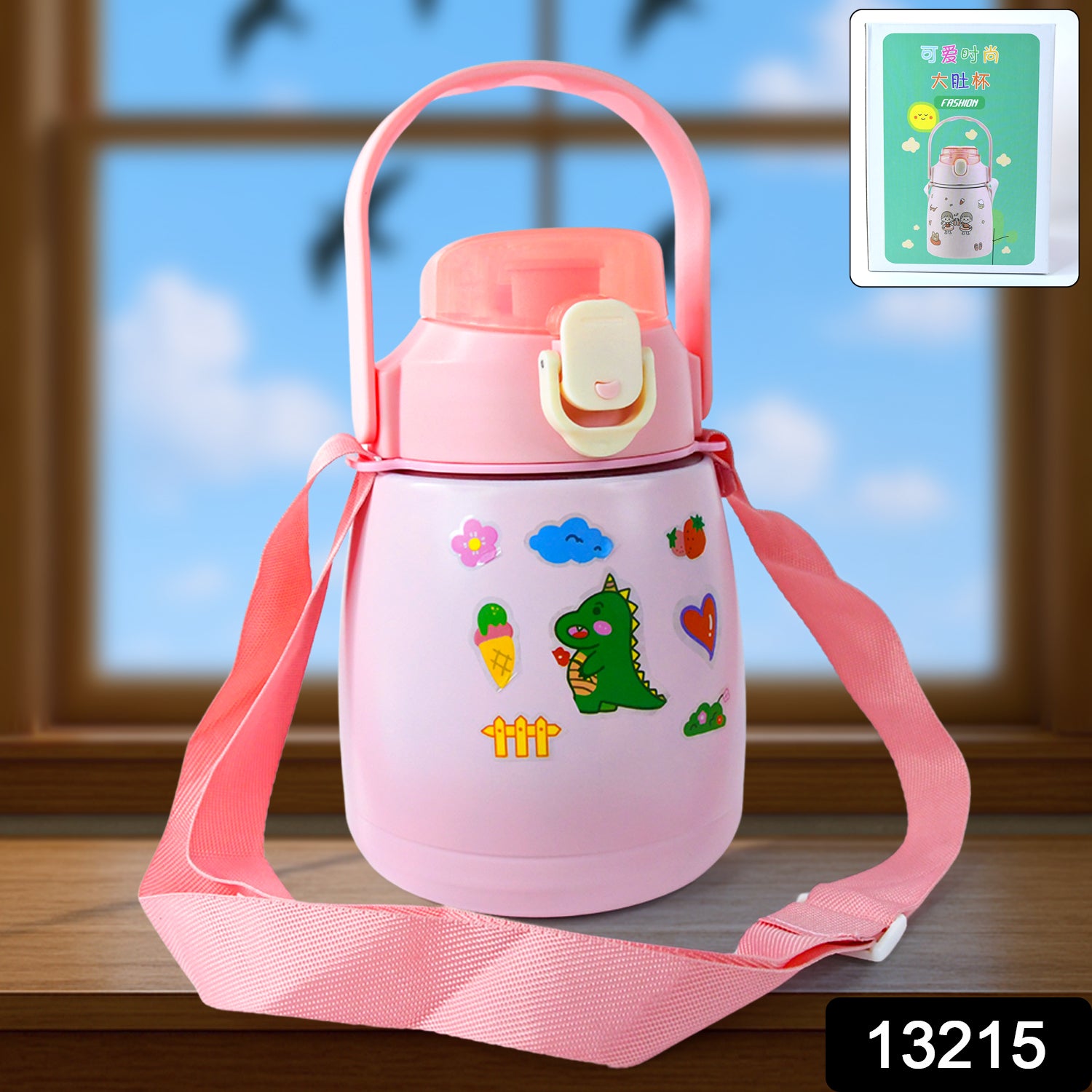 Stainless Steel Vacuum Insulated Water Bottle with Handle & Sticker (700 ML)