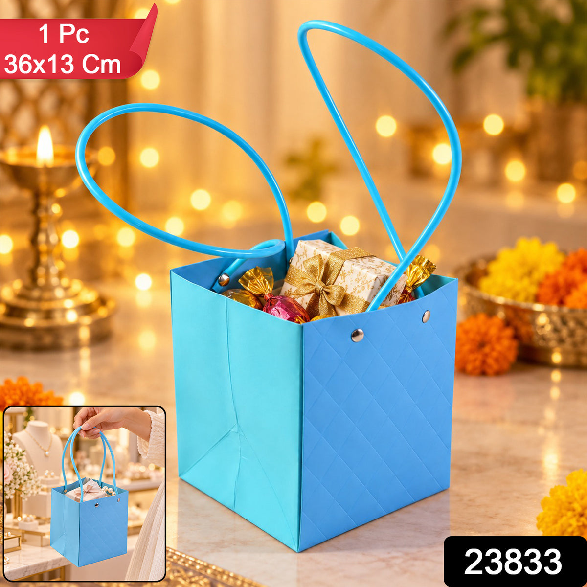Foldable Gift Bag with Handle for Flowers, Hampers and Return Gifts (1 Pc)