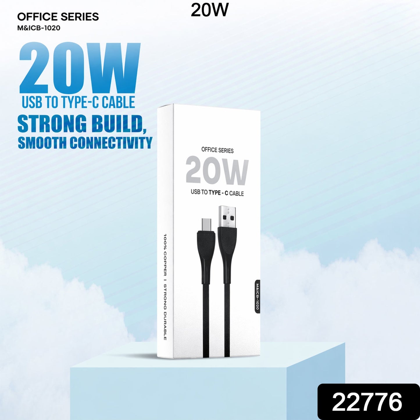 Office Series 20W USB to Type-C Fast Charging Cable (1 Pc)