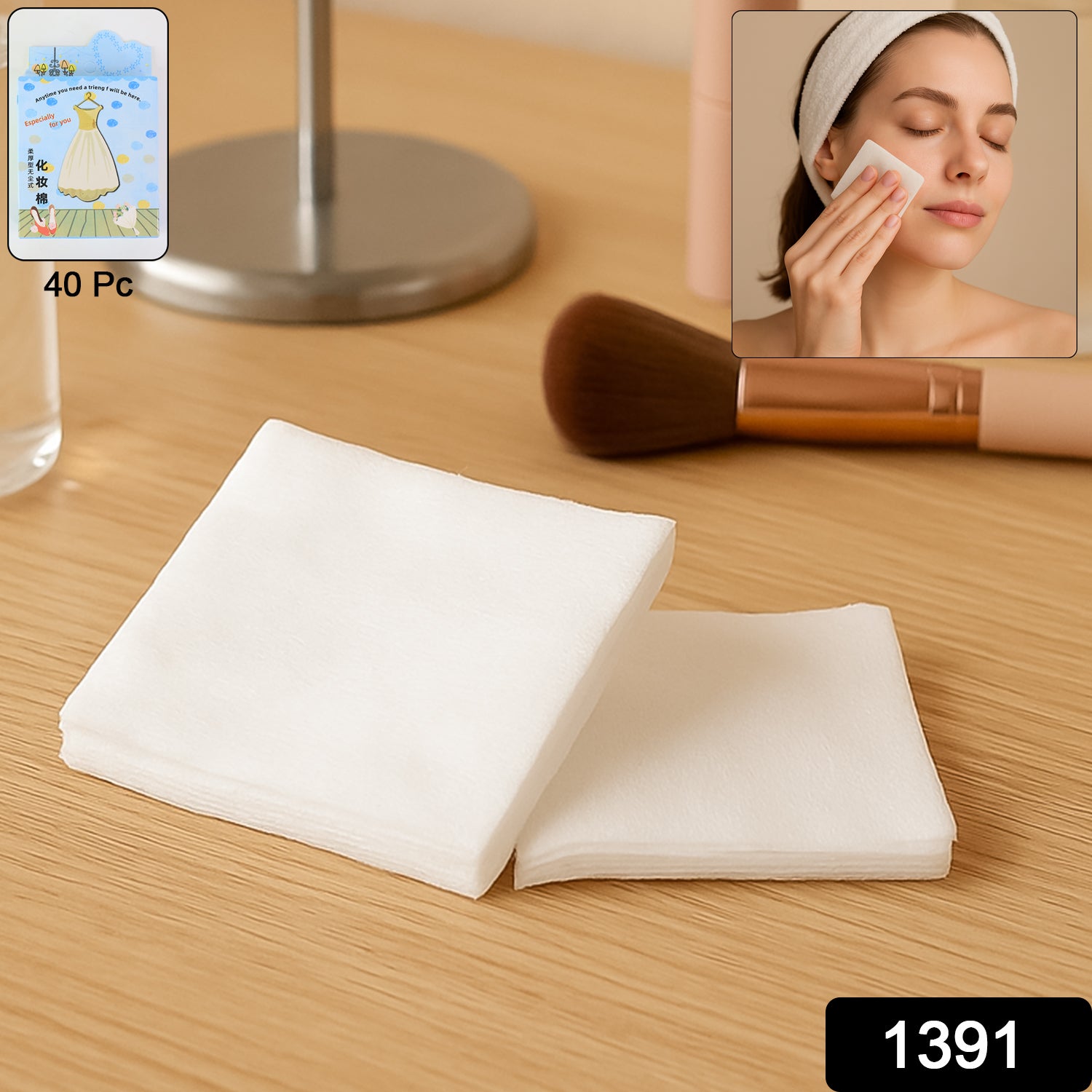 महिलाओं लड़कियों के लिए कॉटन मेकअप रिमूवर पैड (40 का पैक)