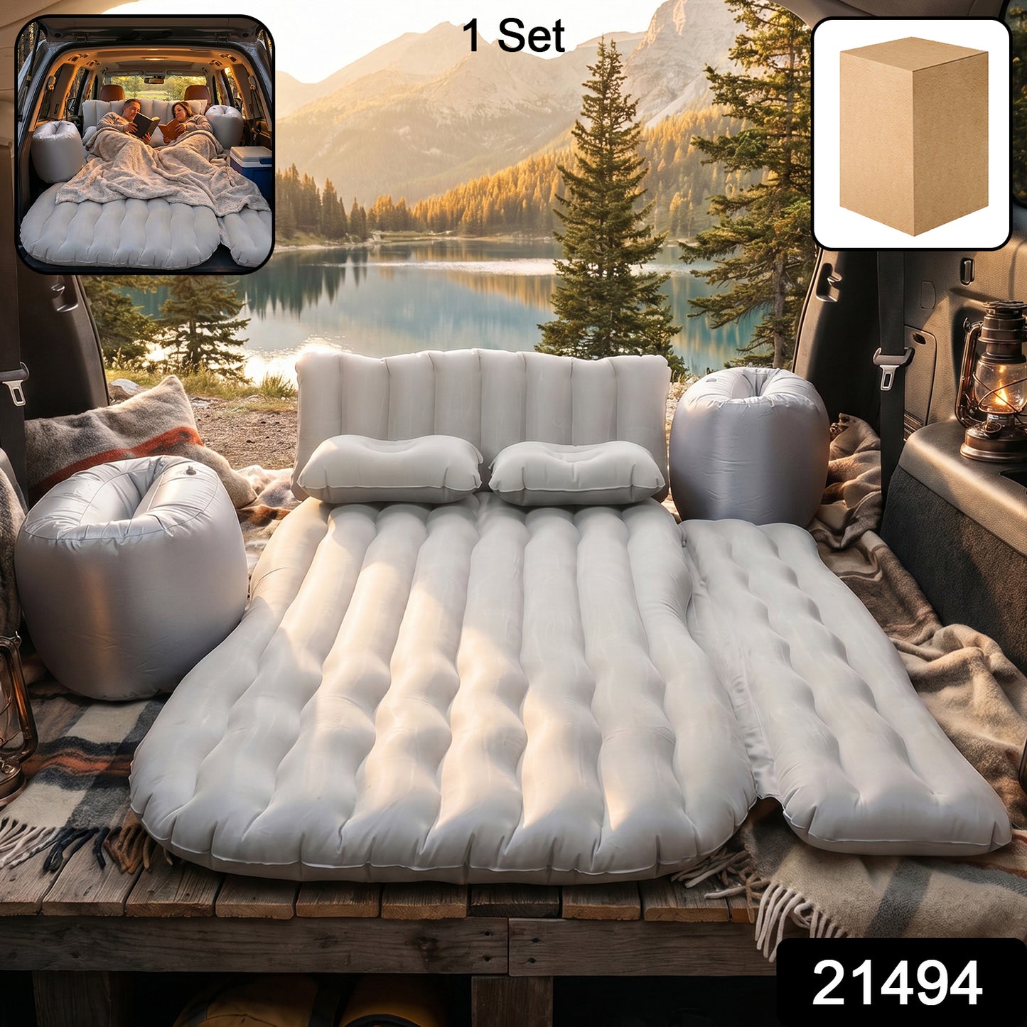 Compact travel rest bed for car backseat