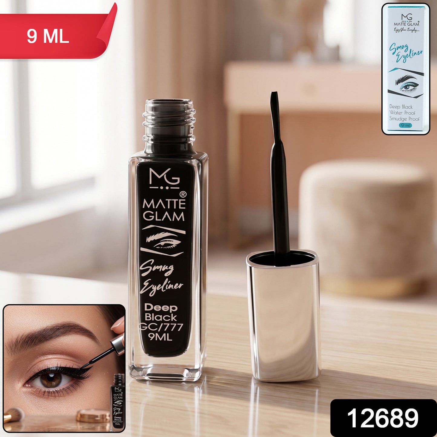 Matte Glam Smudge Proof Deep Black Eyeliner (1 Pc, 9 ML)