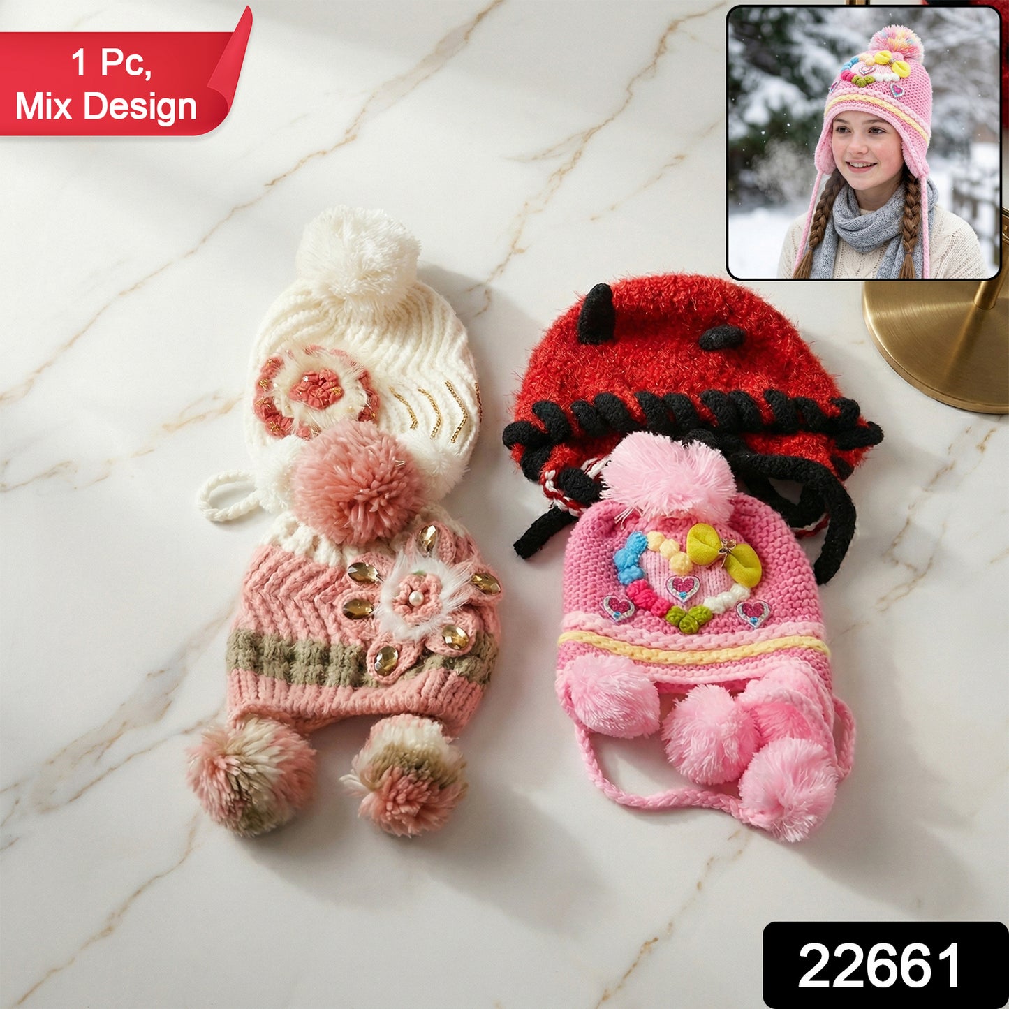 kids wool cap with ear flaps for winter warmth