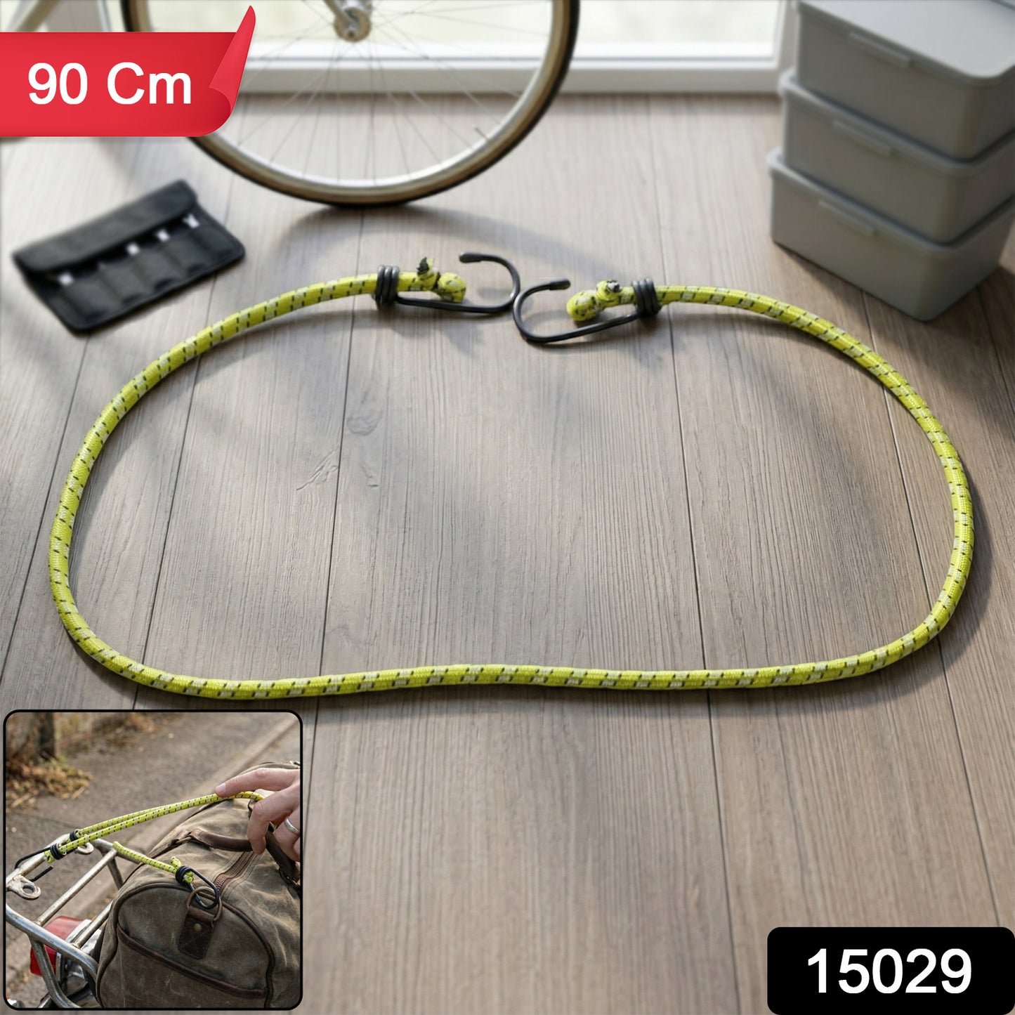 Elastic bungee cord rope securely tied