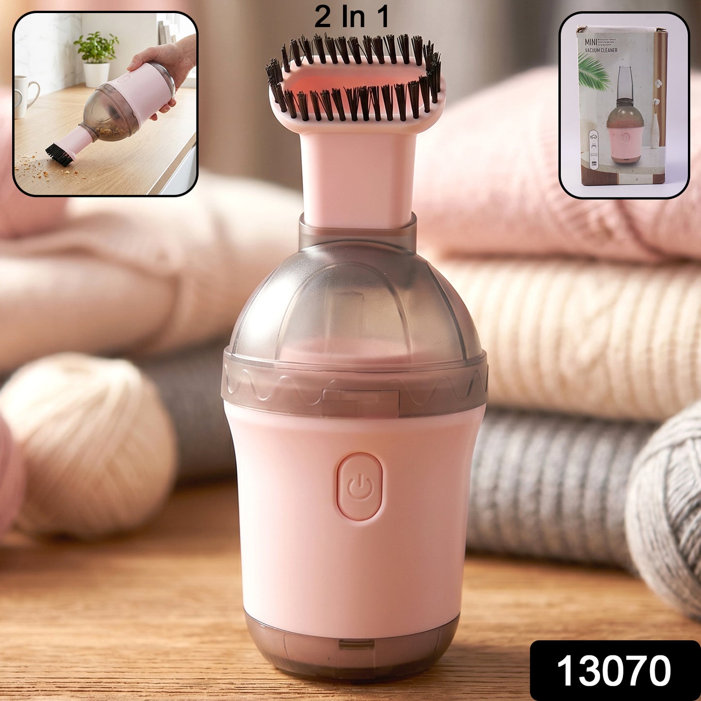 2 in 1 Mini Vacuum Cleaner with Brush Attachment (1 pc)