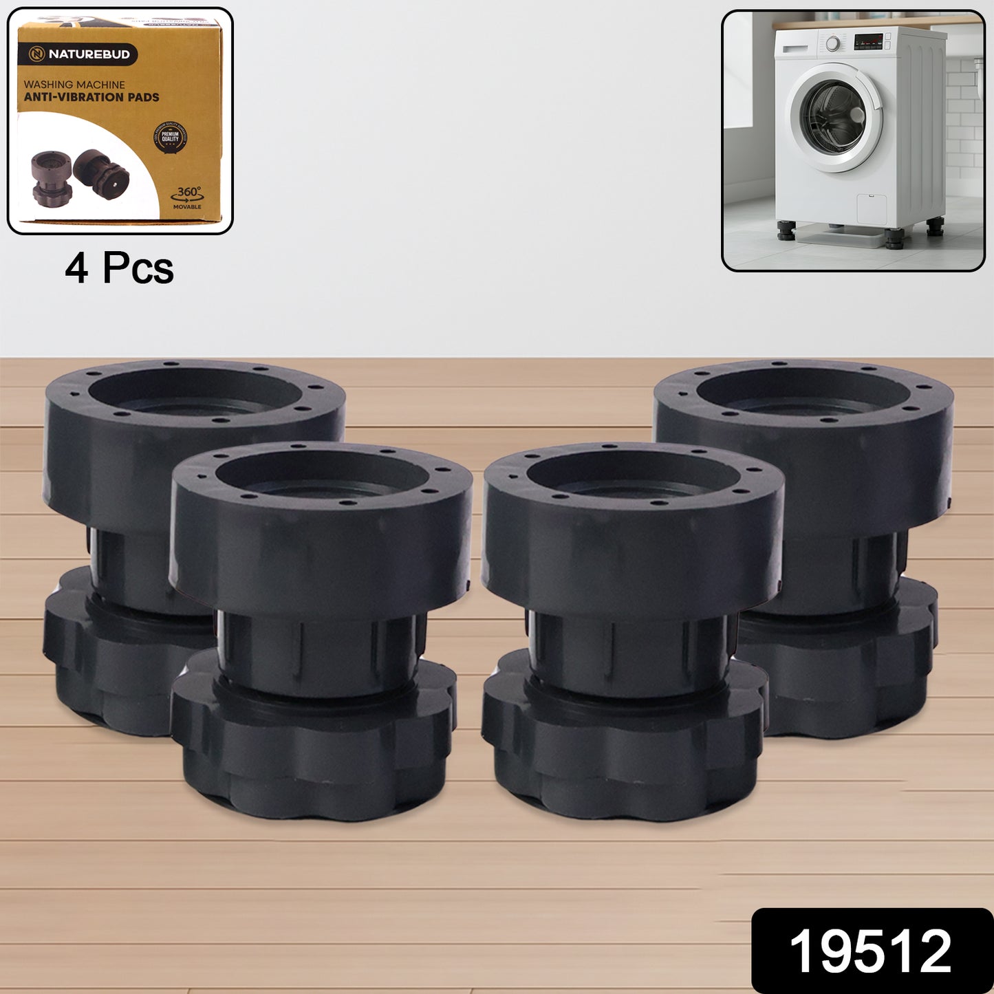 Adjustable Multipurpose AntiVibration For Appliances (Set of 4Pc)