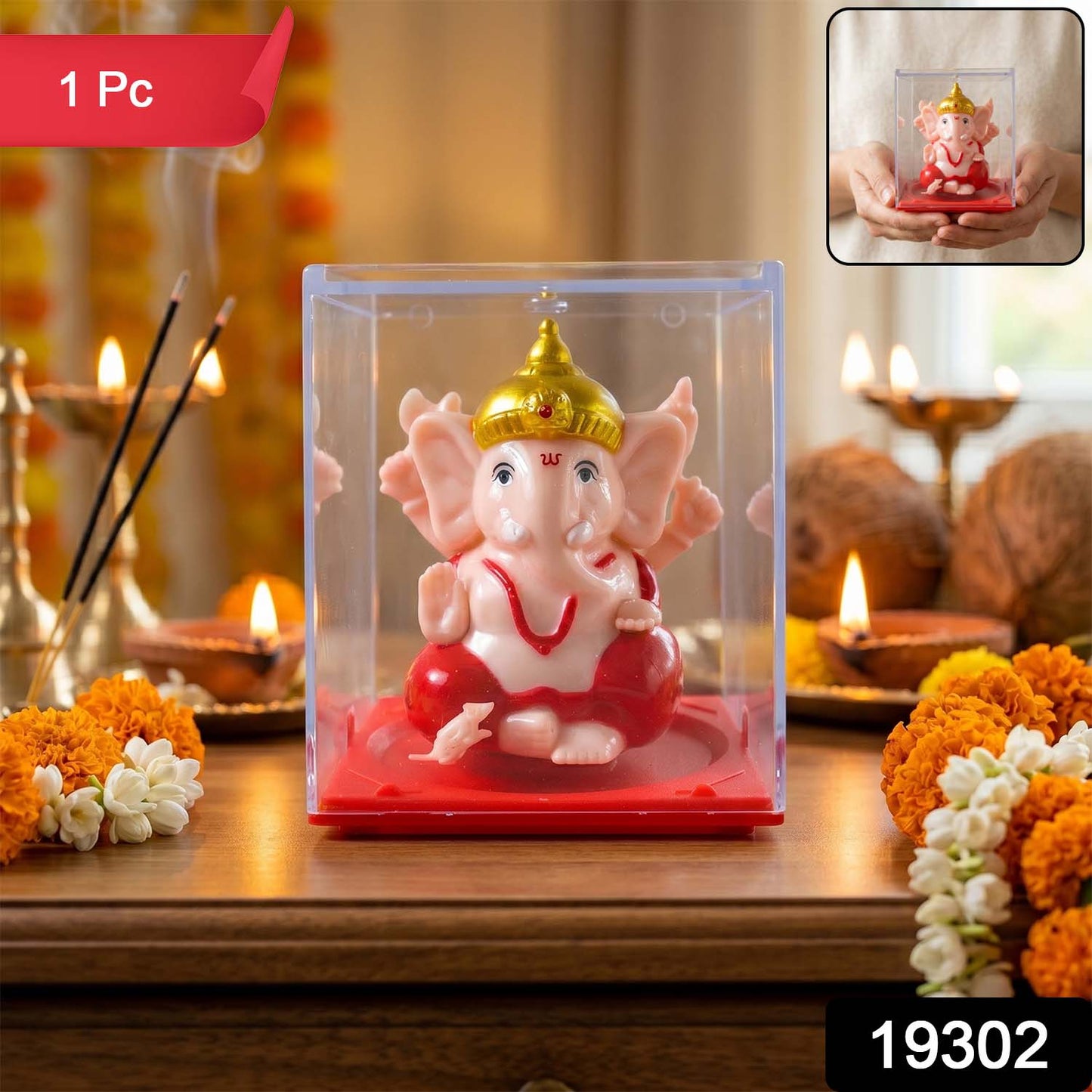 Side view of hand-moving Ganesha decorative idol