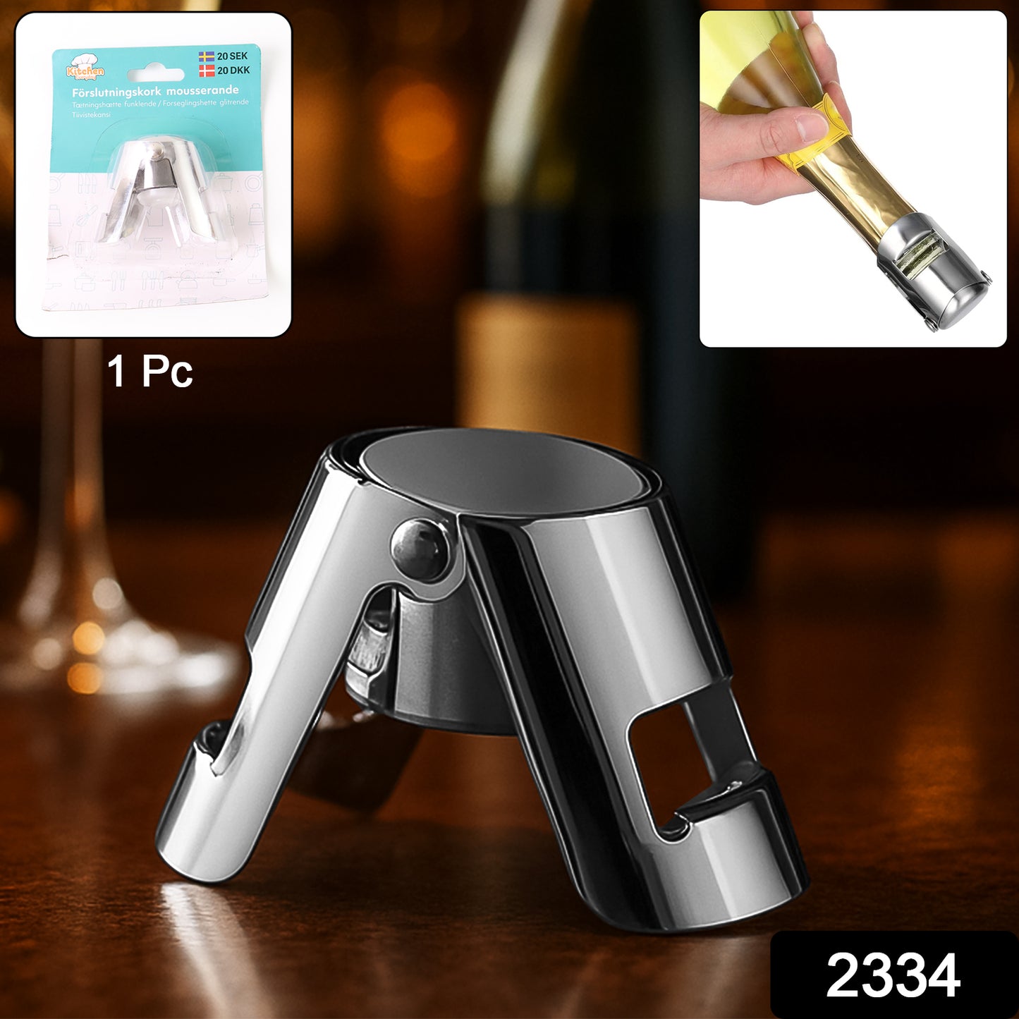 स्टेनलेस स्टील सील स्पार्कलिंग शैम्पेन बोतल डाट बड़ा आकार