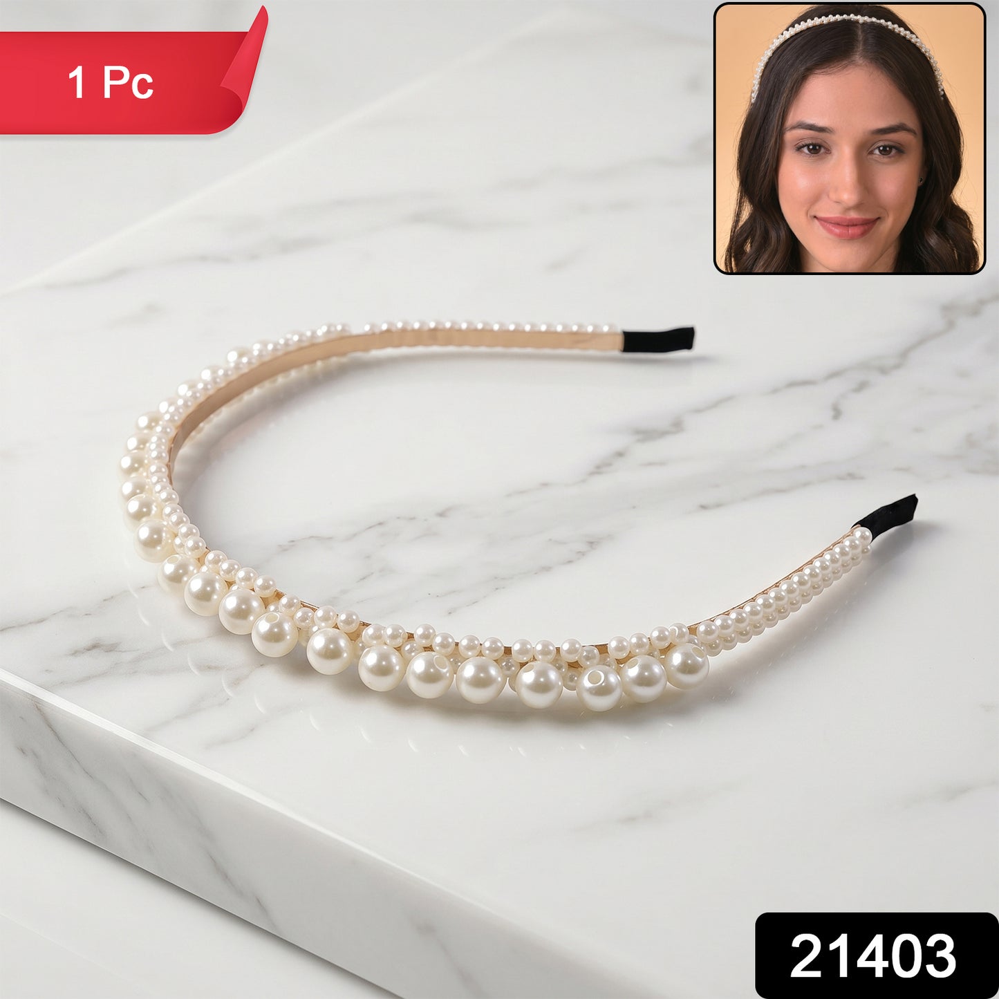 Hairband styled on model