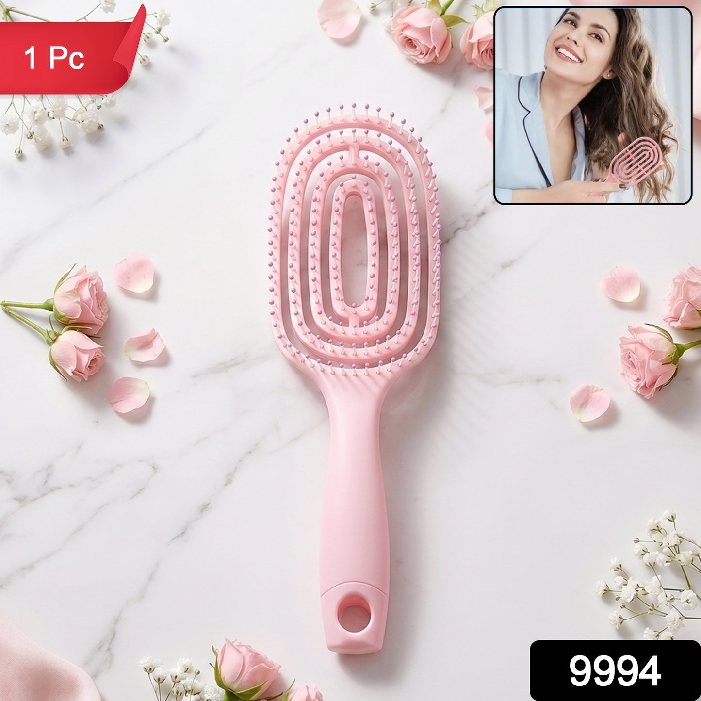 Curved Vented Styling Massage Hair Brush Detangling Comb for Men and Women (1 Pc)