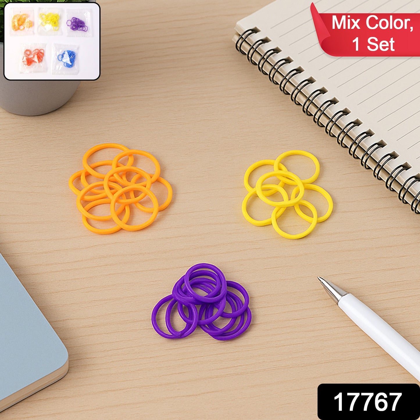 Premium Strong Elastic Rubber Bands – Multipurpose Mix Color Bands (1 Pkt)