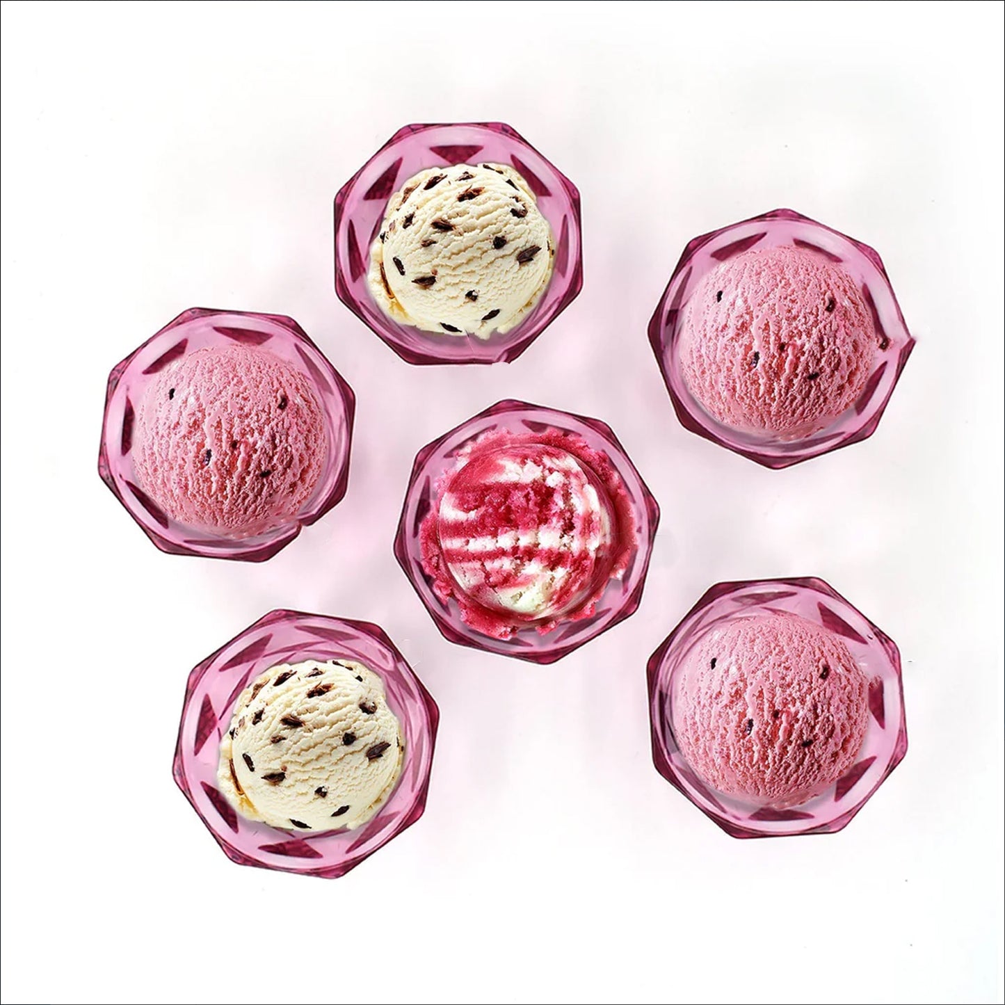 6 पीस डायमंड आकार आइसक्रीम कटोरा सेट