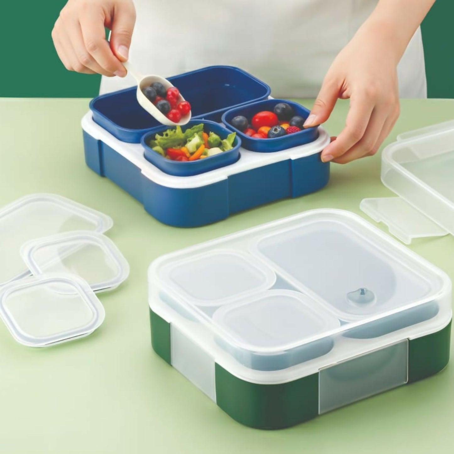 Zesty Lunch Box with leak-proof lid and three compartments