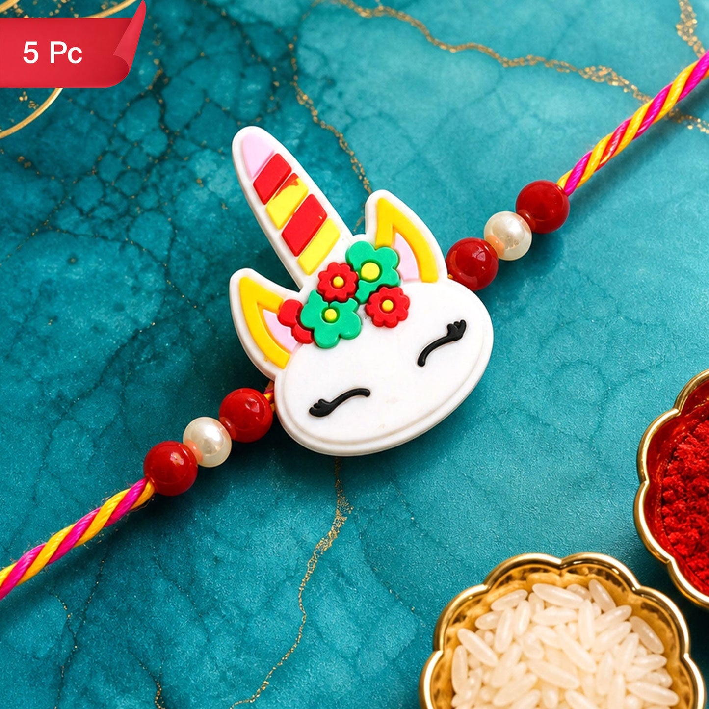 Unicorn Rakhi for Brother Beaded Designer Raksha Bandhan Thread (5pcs)