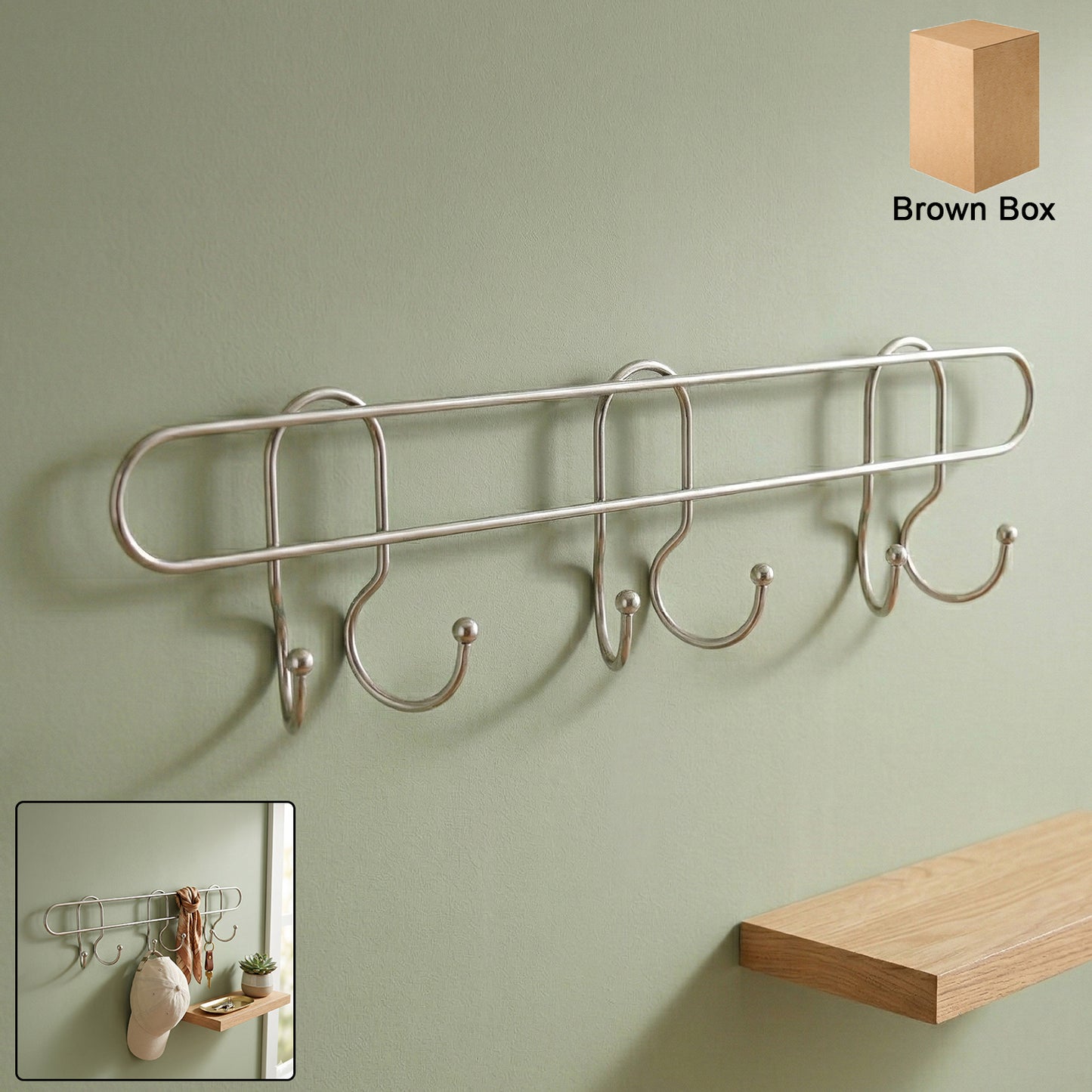Wall mounted metal hook rack