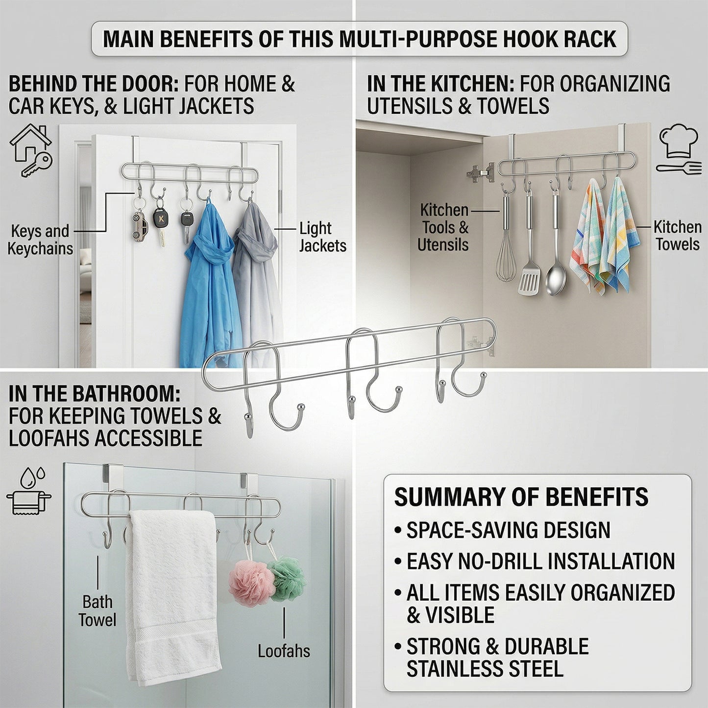 wall mount hanging hook rack