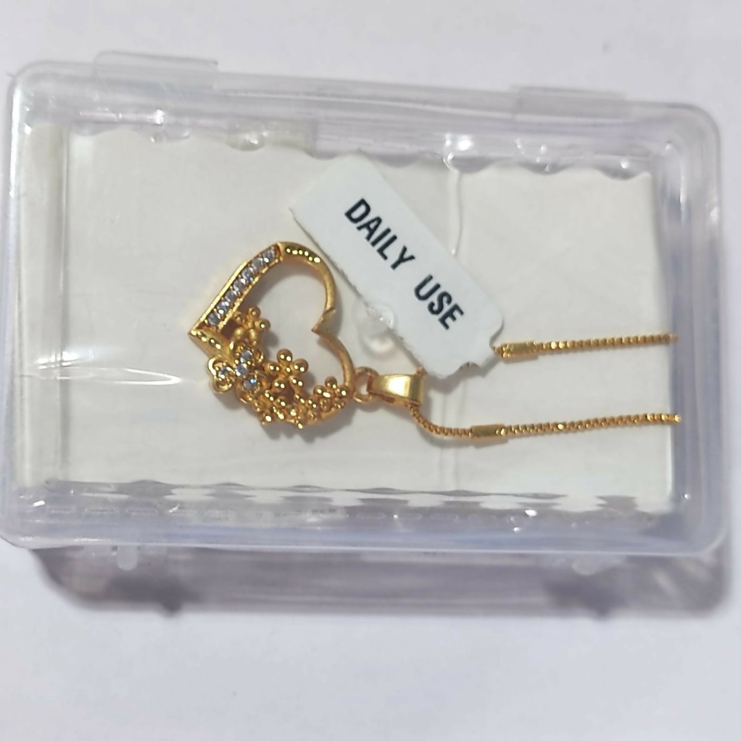 Gold-Plated AD Heart & Floral Pendant Necklace For women and girls