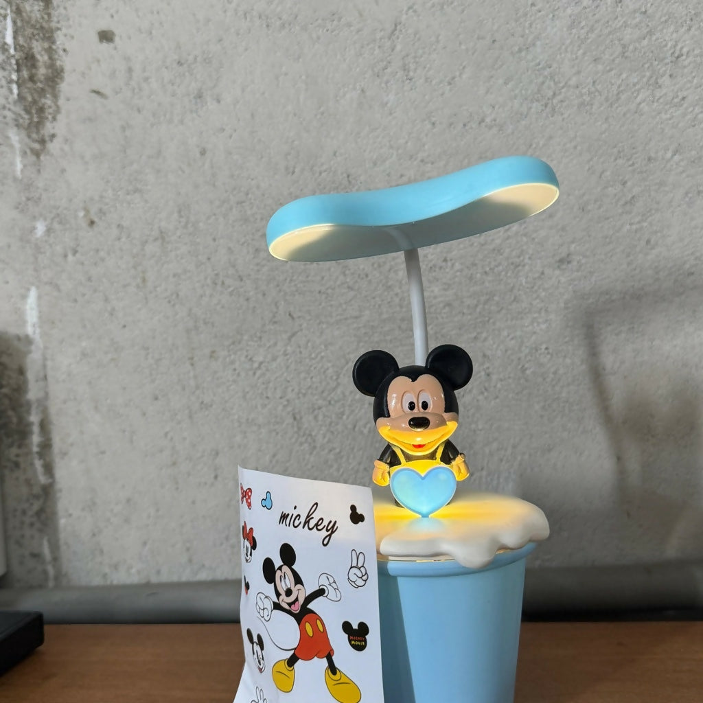 Cute Cartoon Mouse LED Desk Lamp with Pen Holder for Kids Room & Study Table