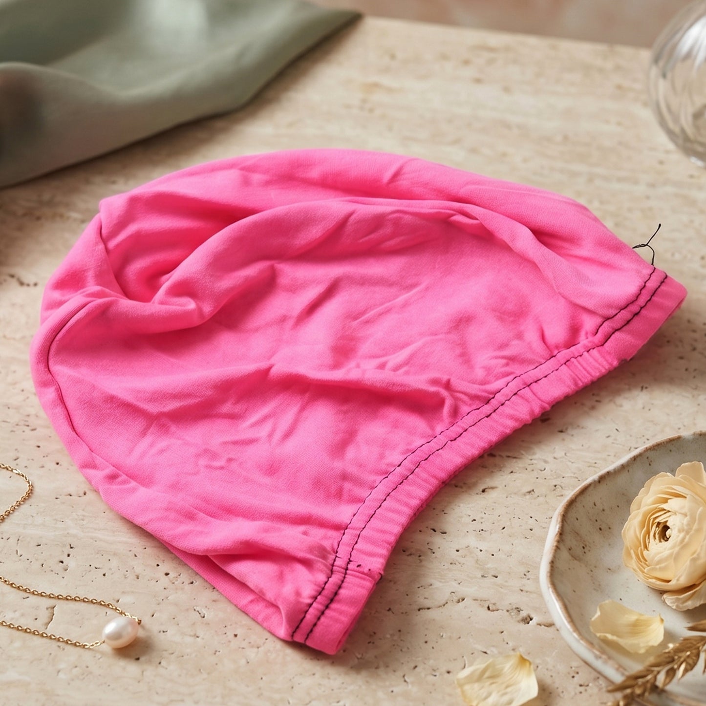 Comfortable pink pool cap