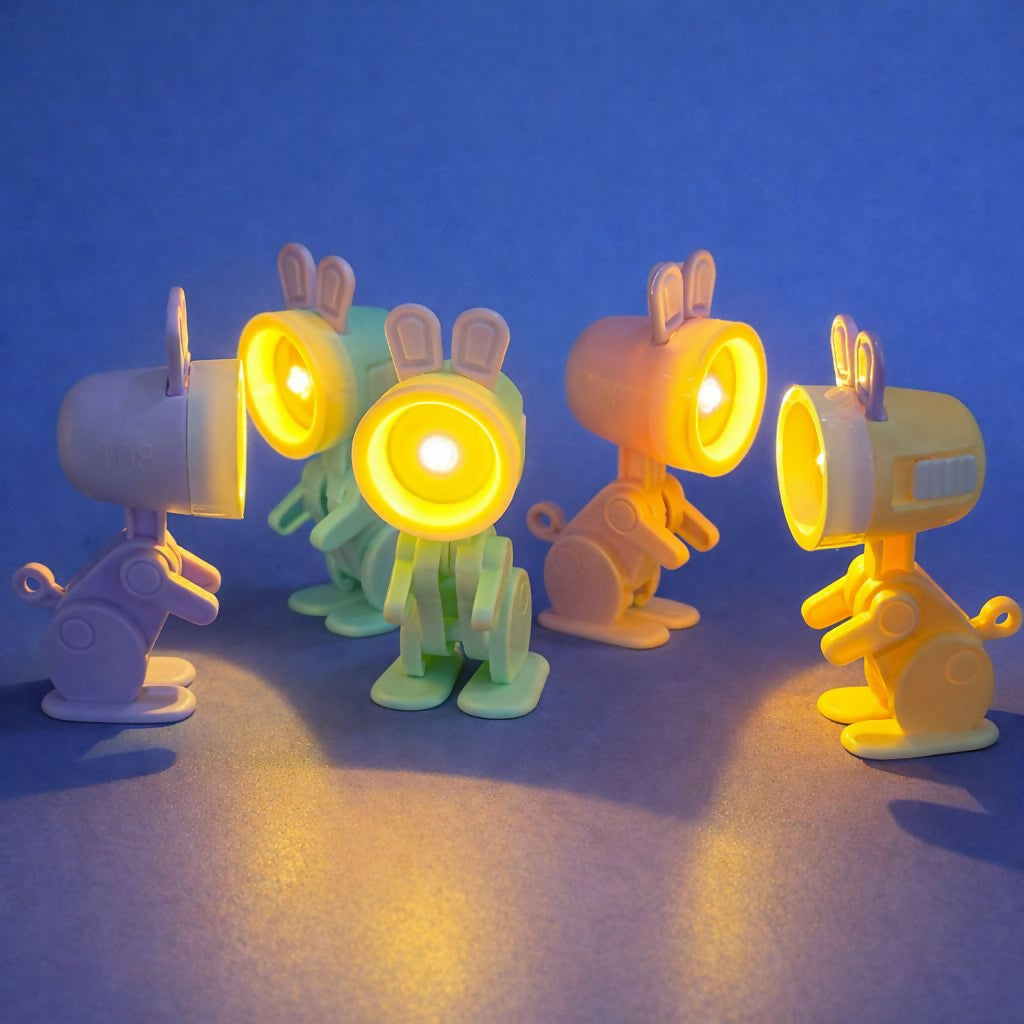 Bright LED light of bunny mini flashlight in use