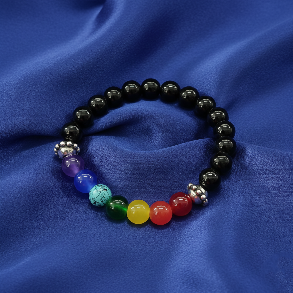 7 Chakra Energy Bracelet on wrist for yoga