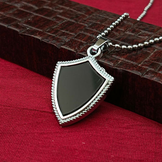 Black Enamel Chain Pendant For Men