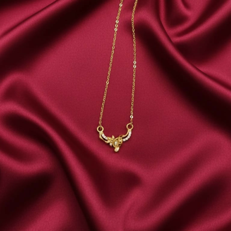 Gold-Plated Floral Pendant Necklace with AD For women and girls