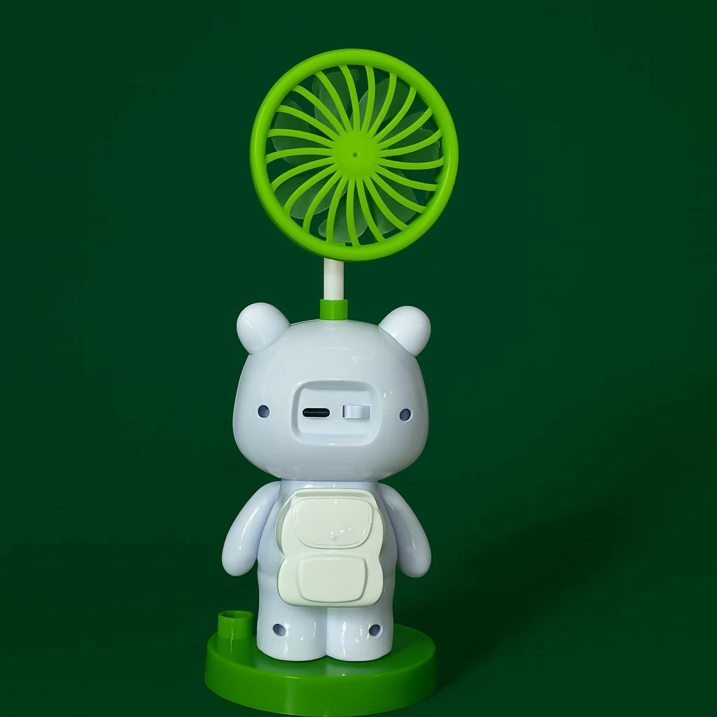 Panda Desk Fan with Pen Holder, Sharpener & Mobile Stand