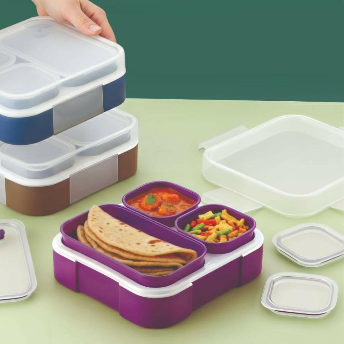 Zesty Lunch Box filled with different types of food in compartments