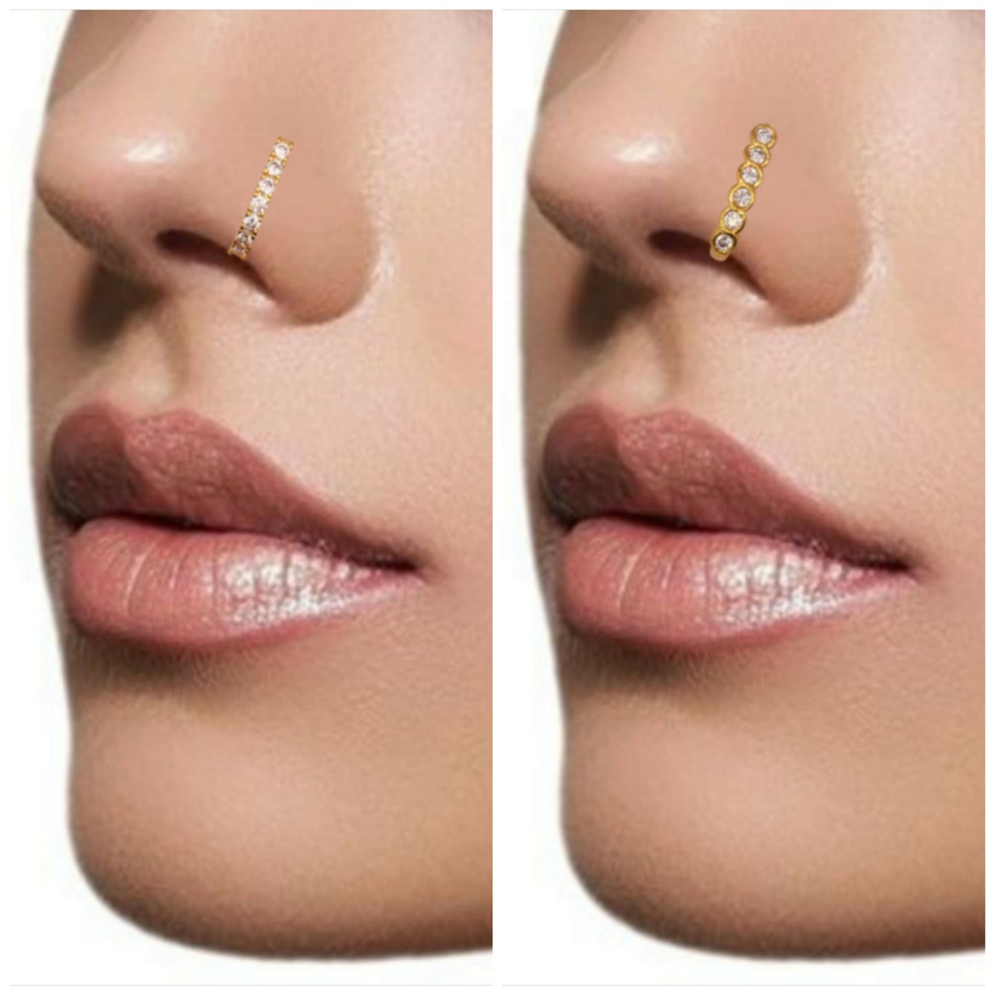 CZ Studded Rose Gold & Gold Plated Non-Piercing Nose Cuff Combo Pack of 2