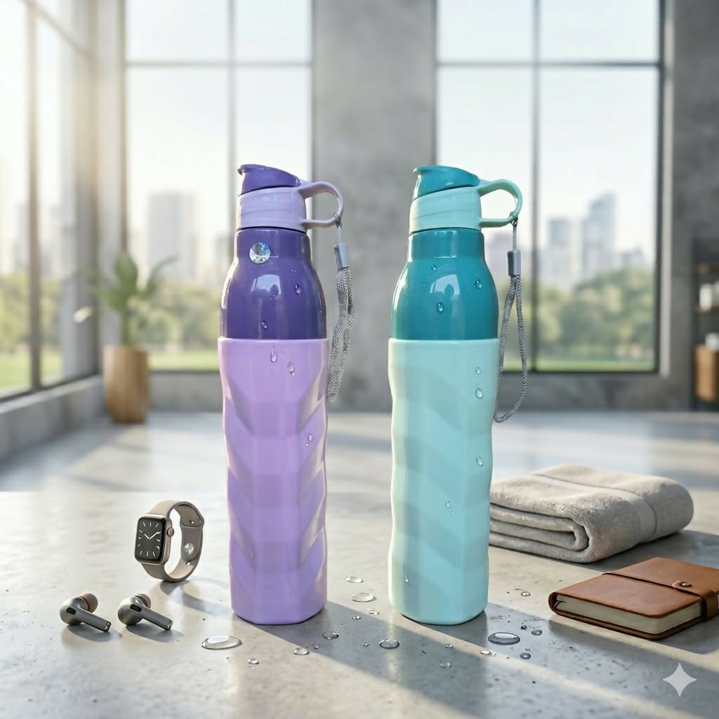 Kohinoor insulated water bottle in teal color on white background