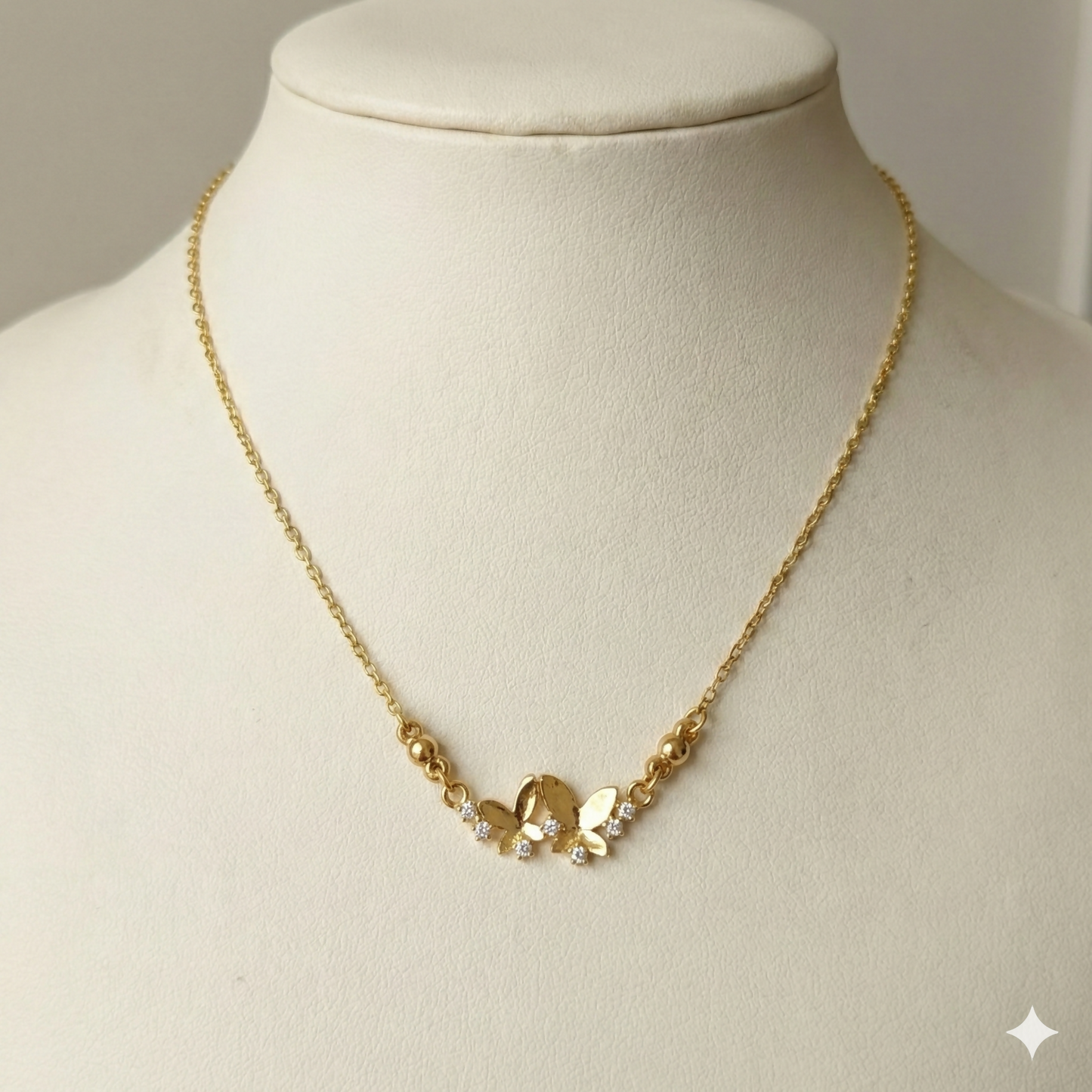 Gold Double Butterfly Necklace with AD For women and girls