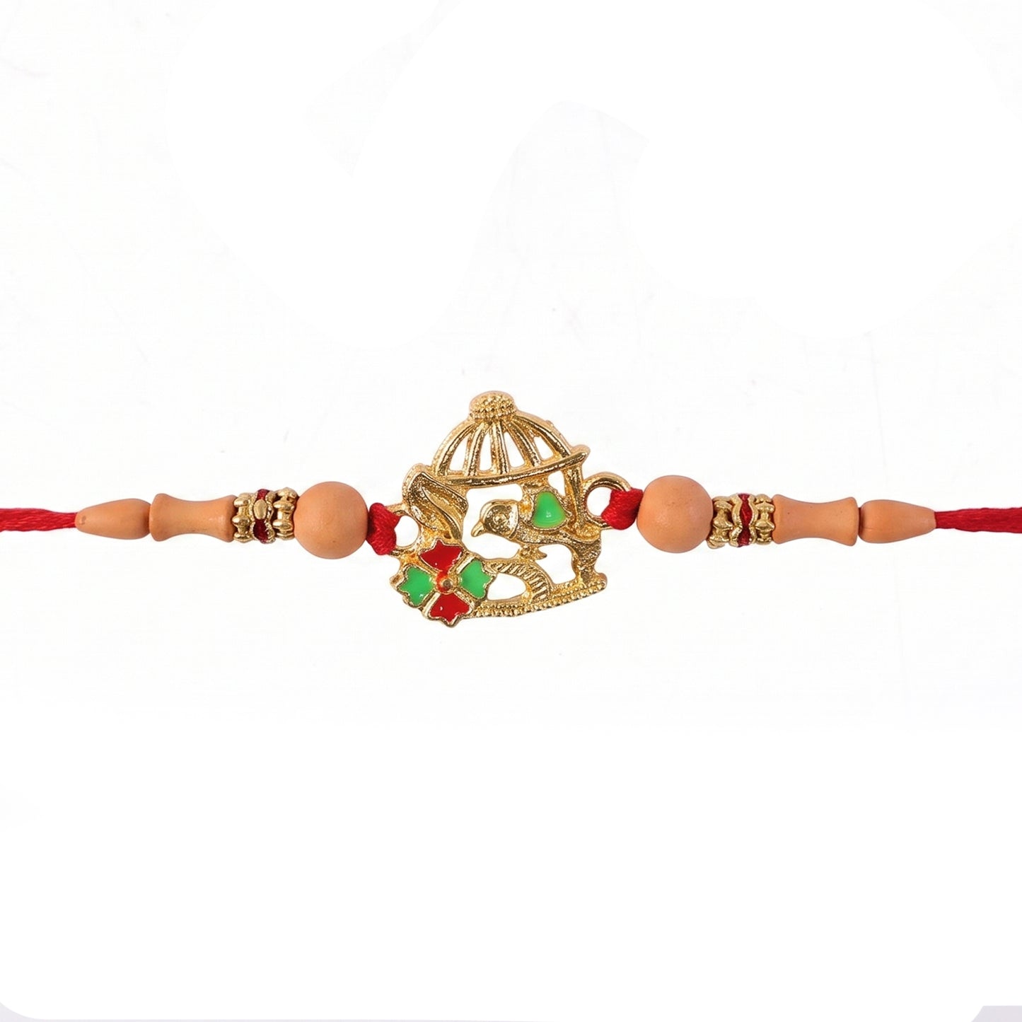 Golden Bow and Arrow Rakhi for Boys with Red Thread and Beads