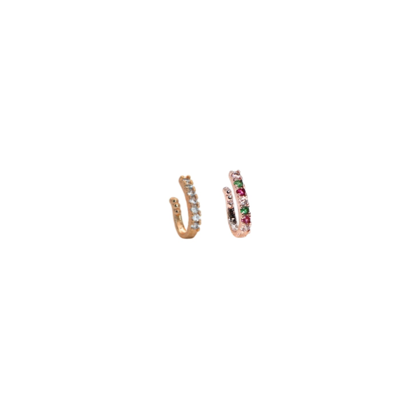 Non-piercing CZ pave hoop nose clip with multicolored stones
