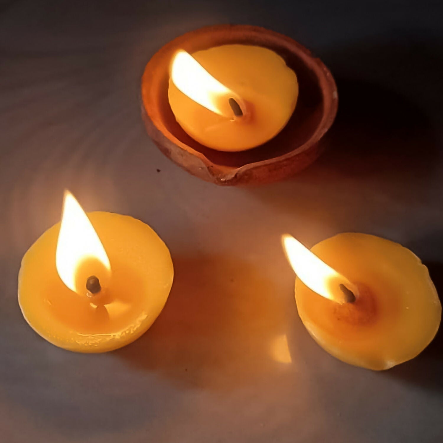 Yellow Wax Diyas for Puja and Decoration (100 gm Pack)