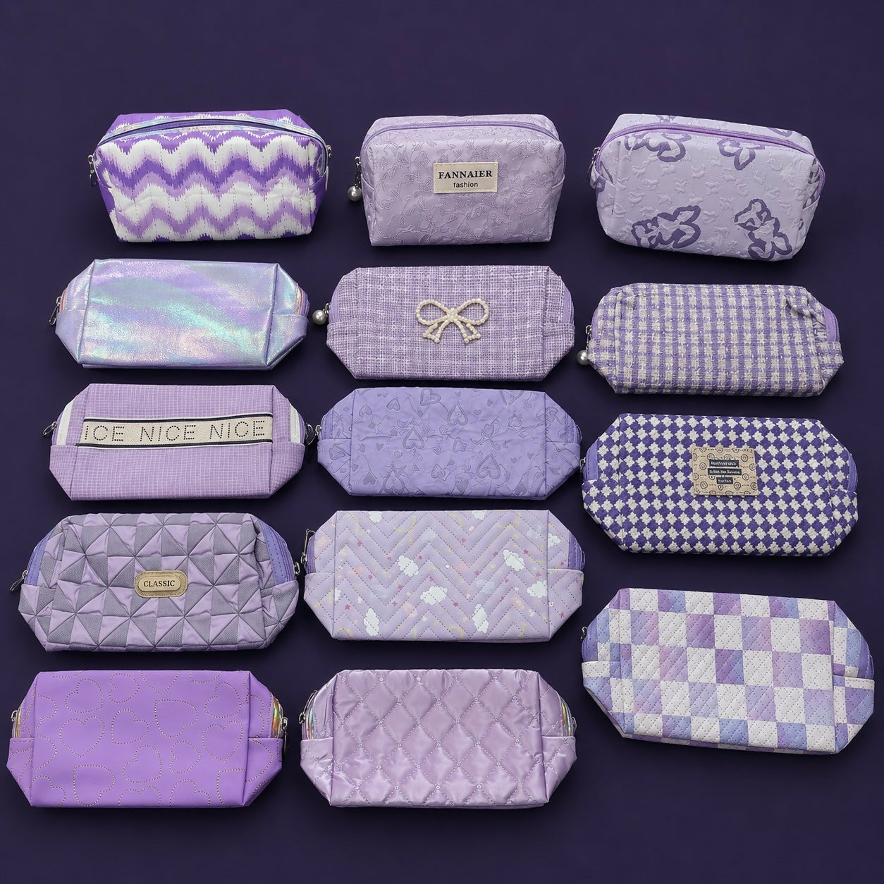 Purple makeup and stationery pouch compact and travel-friendly design