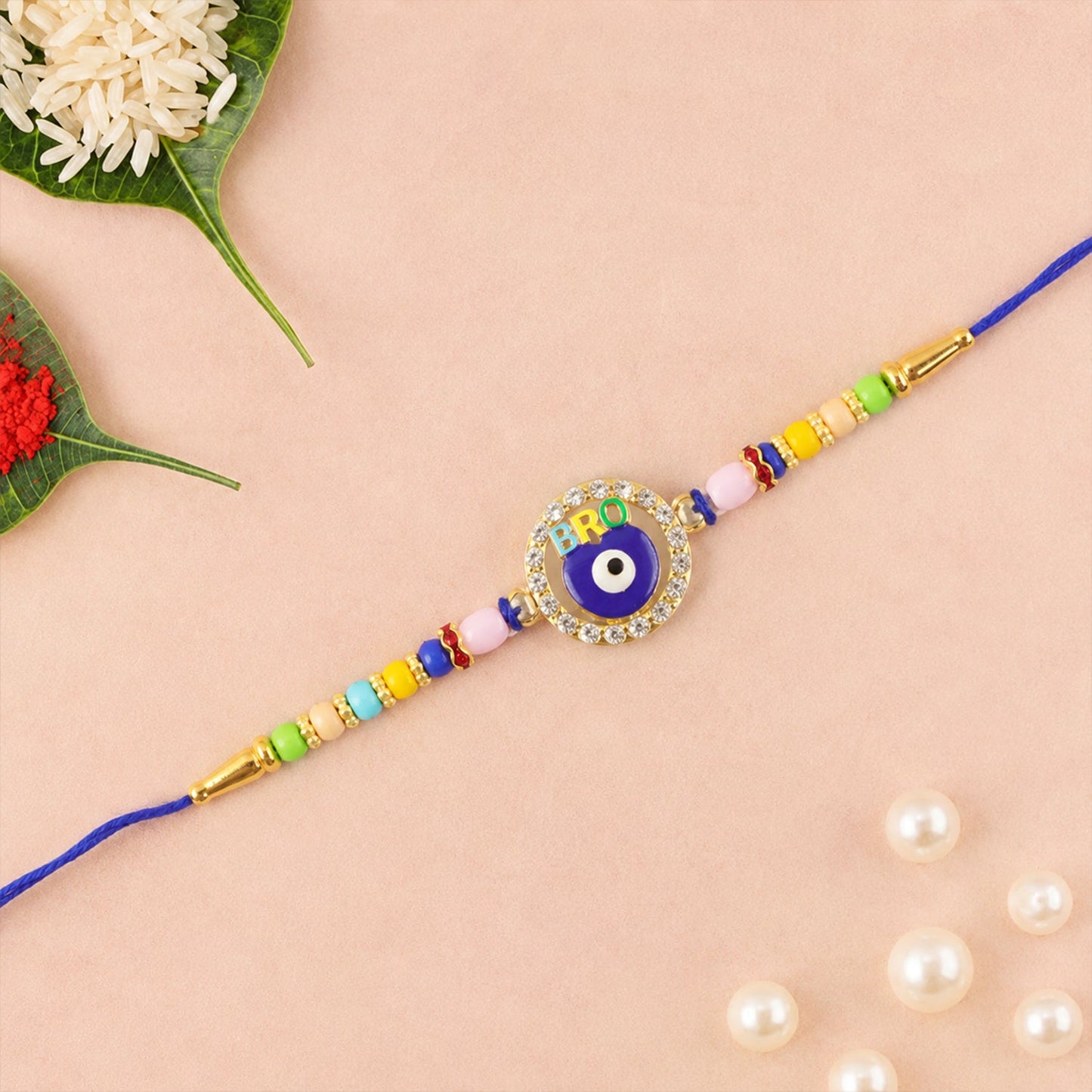 Bro Evil Eye Charm Rakhi Unique Protective Design for Bhai (10pcs)