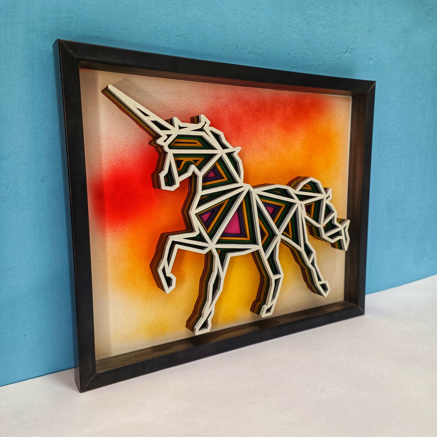 Handcrafted Multi-Layer Wooden Horse Wall Art – 3D Running Horse Design | Elegant Home Decor Frame | Premium Handmade Indian Artwork