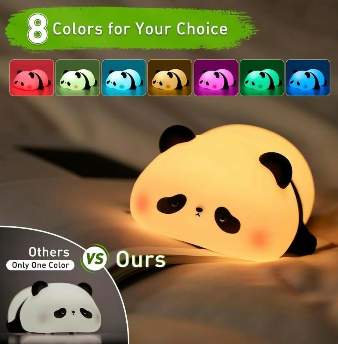 Cute Silicone Panda LED Night Lamp – Soft Color-Changing Kids Bedside Light