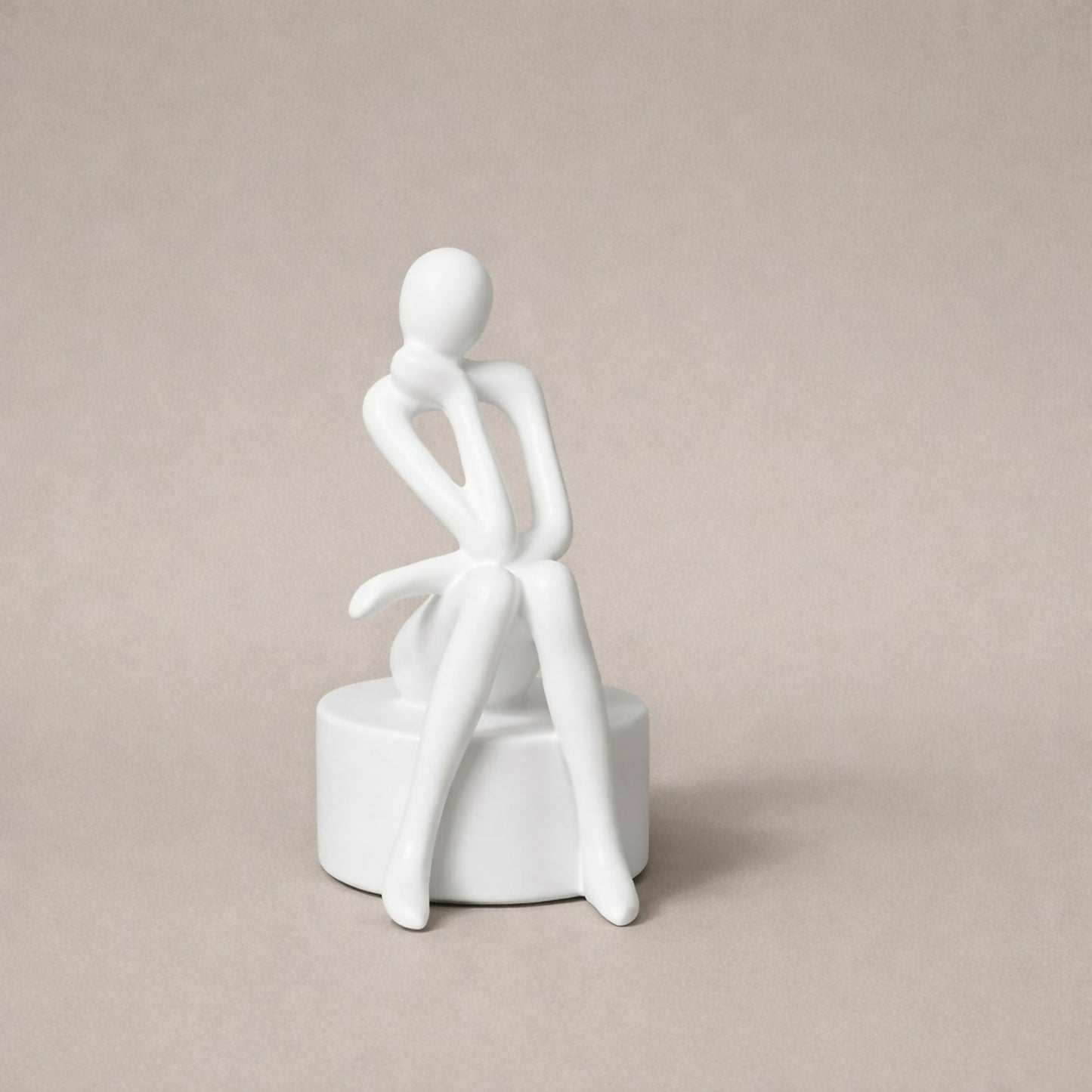 Abstract Thinking Man poly-resin Sculpture Modern White Showpiece for Home Decor