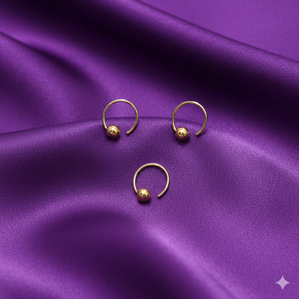 Gold Bead Nosering Laung Koka Nathni Set of 3 for women and girls
