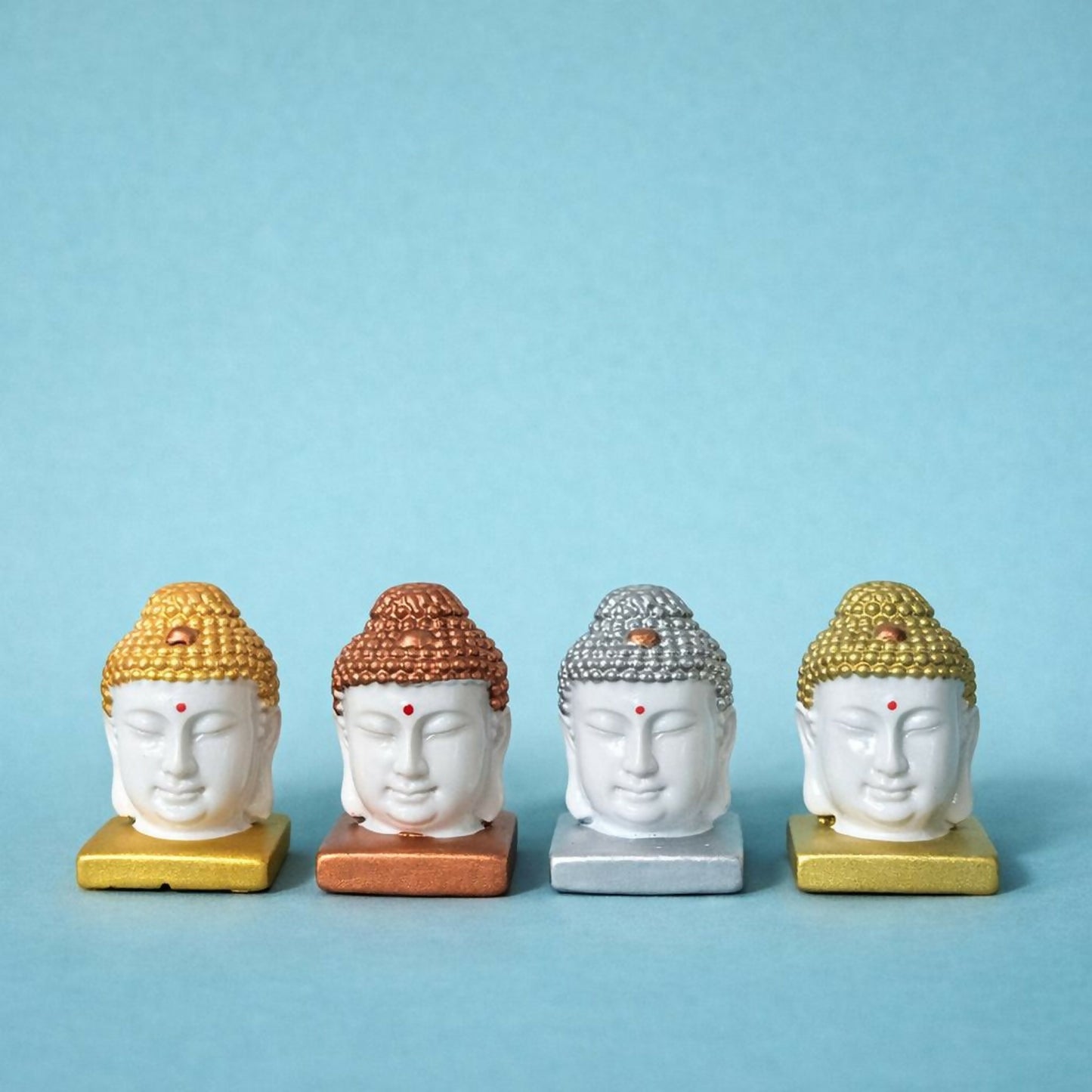 Set of 4 Buddha Head Showpiece for Home Decor