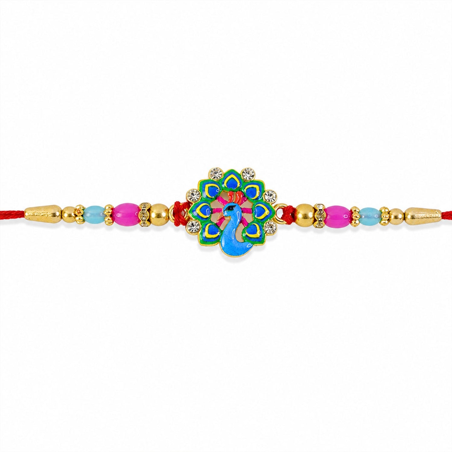 Peacock Rakhi for Brother Beaded Designer Traditional Rakhi (10pcs)