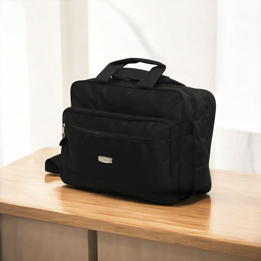 Black Laptop Bag 15.5 Inch – Water-Resistant Office Briefcase with Shoulder Strap | Multi-Compartment Business Laptop Bag for Men & Women