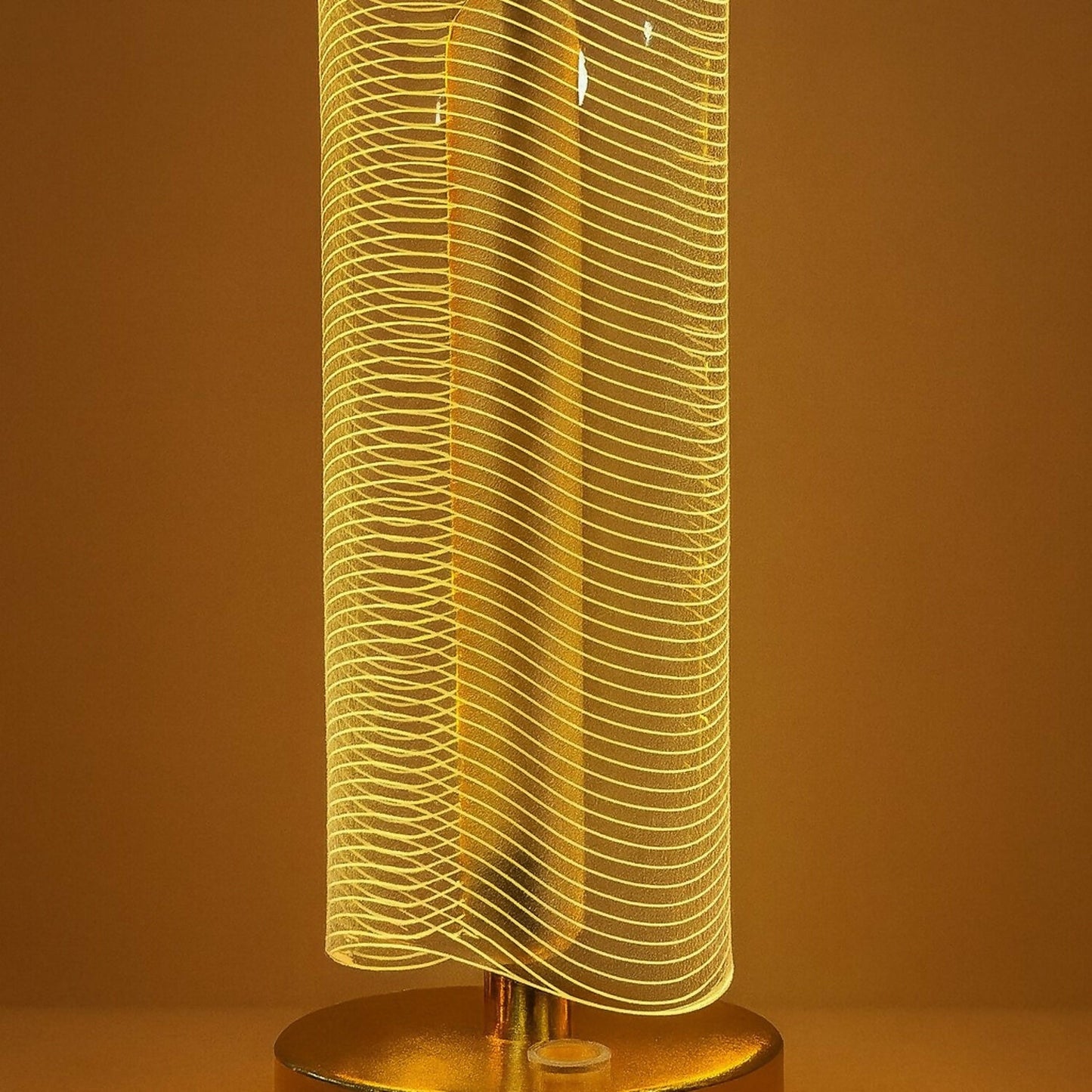 Luxury Wave Acrylic LED Table Lamp Golden for Bedroom & Living Room