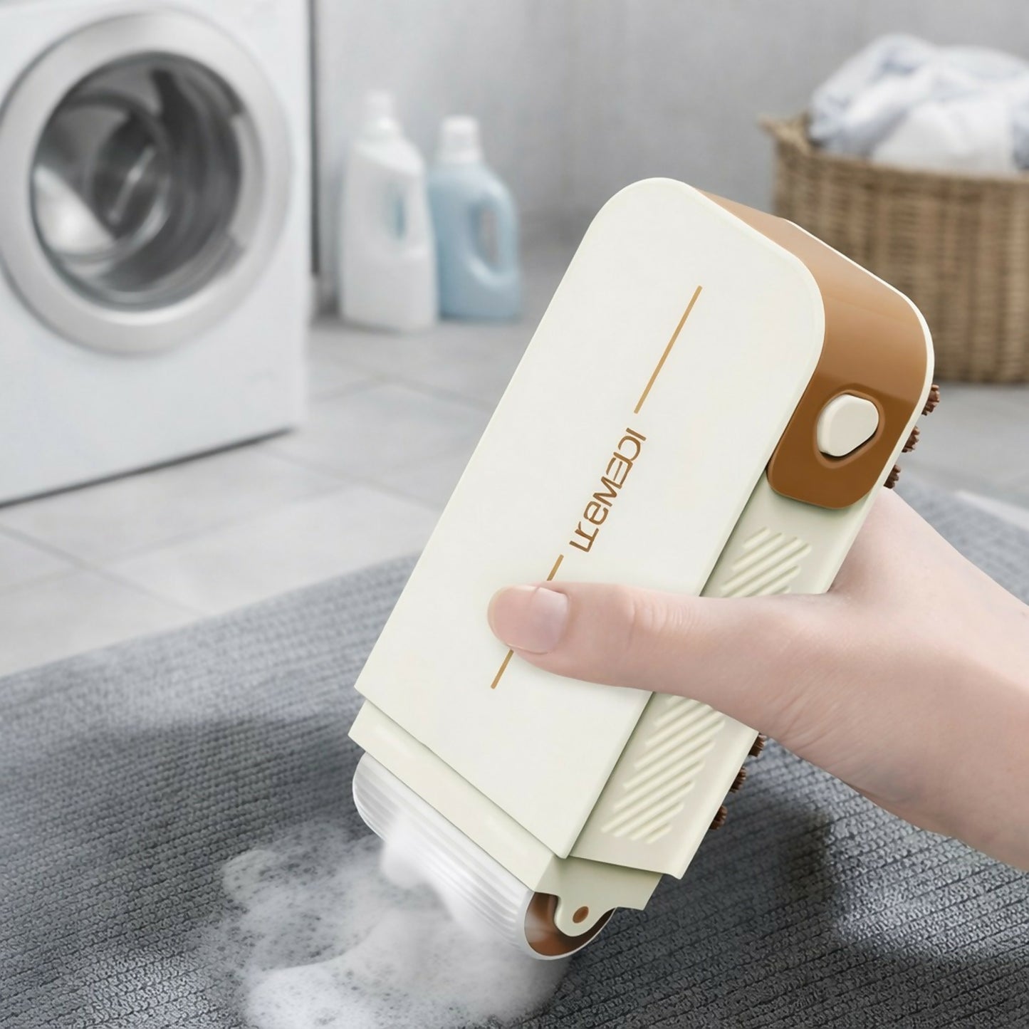 Manual Carpet & Sofa Cleaning Brush with Built-In Soap Dispenser